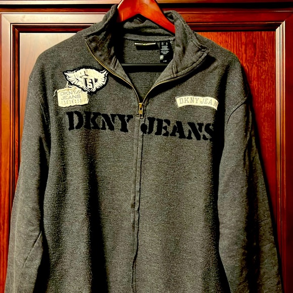 Super Cool DKNY Styled loosely stitched Zip Up Fleece Sweatshirt Pullover! - Picture 1 of 6
